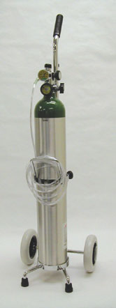 Cart Oxygen Size E Aluminum 685 Liter Adj Flow w/Valve Flow Regulator,Nasal Cannula Not Filled Empty HAZMAT by MADA Medical Products, Inc.  ID 1630ME